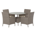 Paris Prix Ensemble Table de Jardin & 4 Fauteuils  Lefkas  110cm Marron