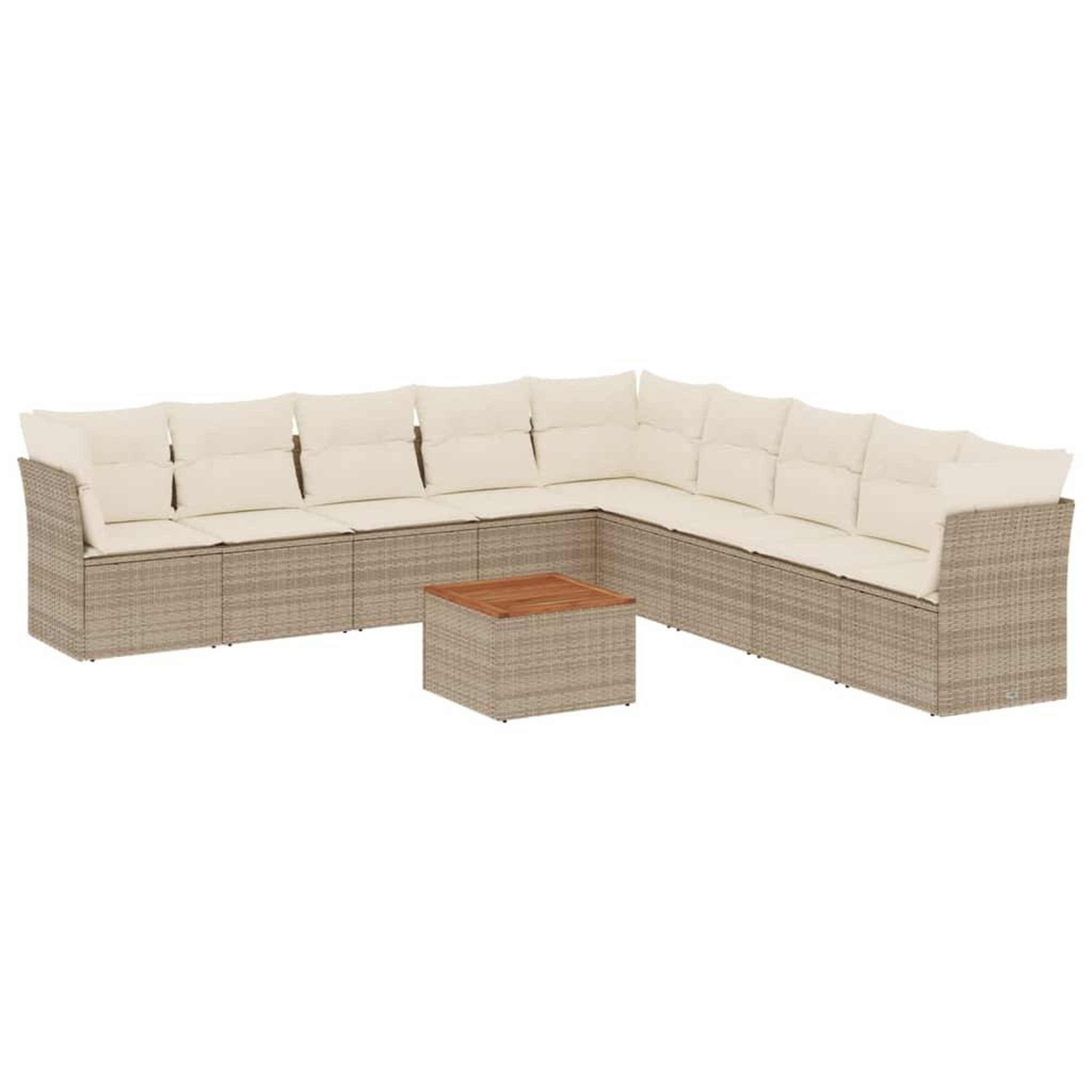 Voir la diapositive 2 : VIDAXL Salon de jardin avec coussins 10 pcs beige resine tressee