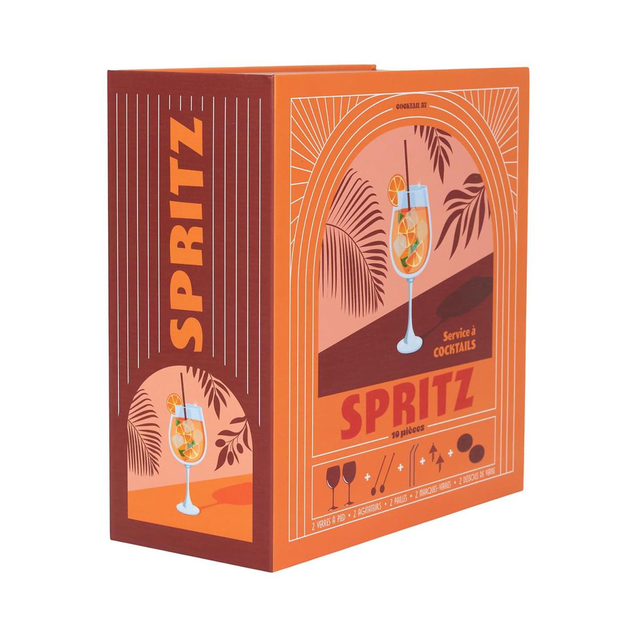 Voir la diapositive 1 : COOK CONCEPT Coffret cocktail 10 pièces  spritz  21cm orange