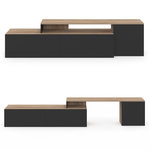 ID MARKET Meuble TV 180-240 cm modulable d'angle BASILE rotatif bois et noir