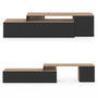 Voir la diapositive 1 : ID MARKET Meuble TV 180-240 cm modulable d'angle BASILE rotatif bois et noir