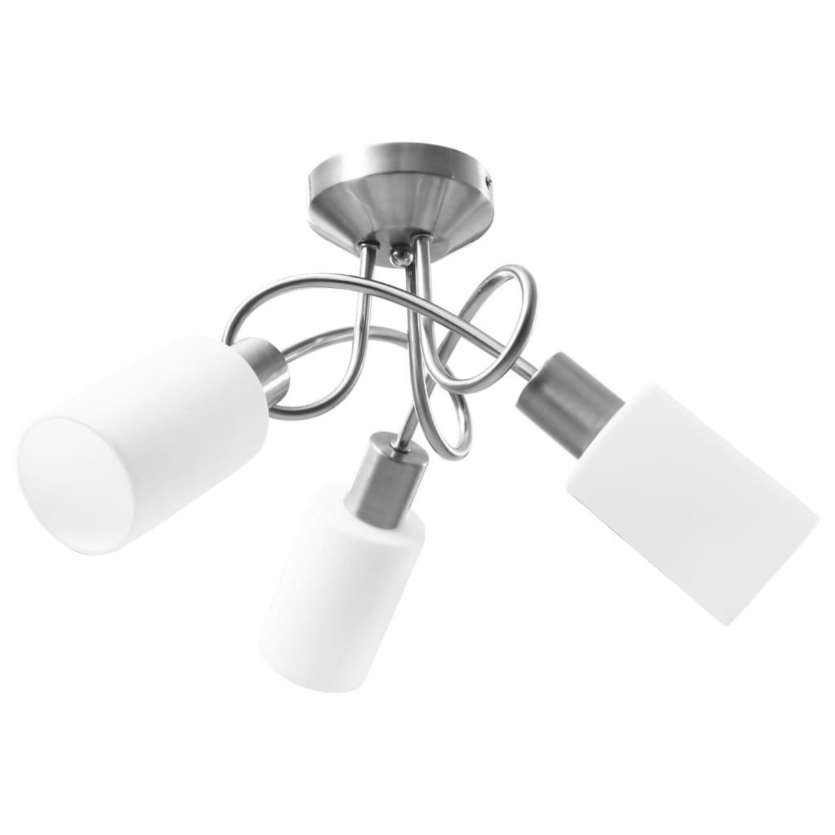 VIDAXL Plafonnier avec abat-jour en verre 3 ampoules E14 Blanc  Cone