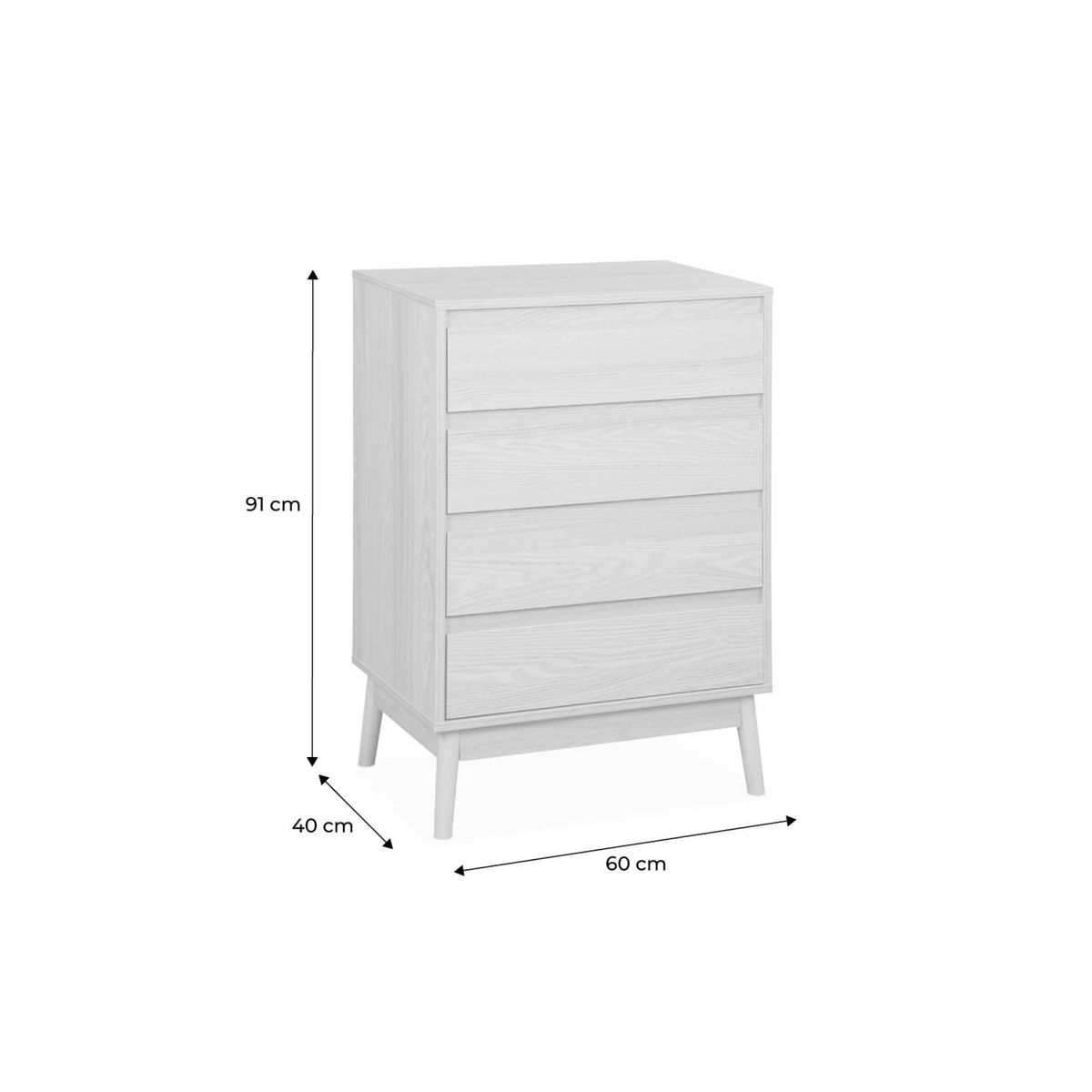 SWEEEK Commode de rangement décor bois. 4 tiroirs