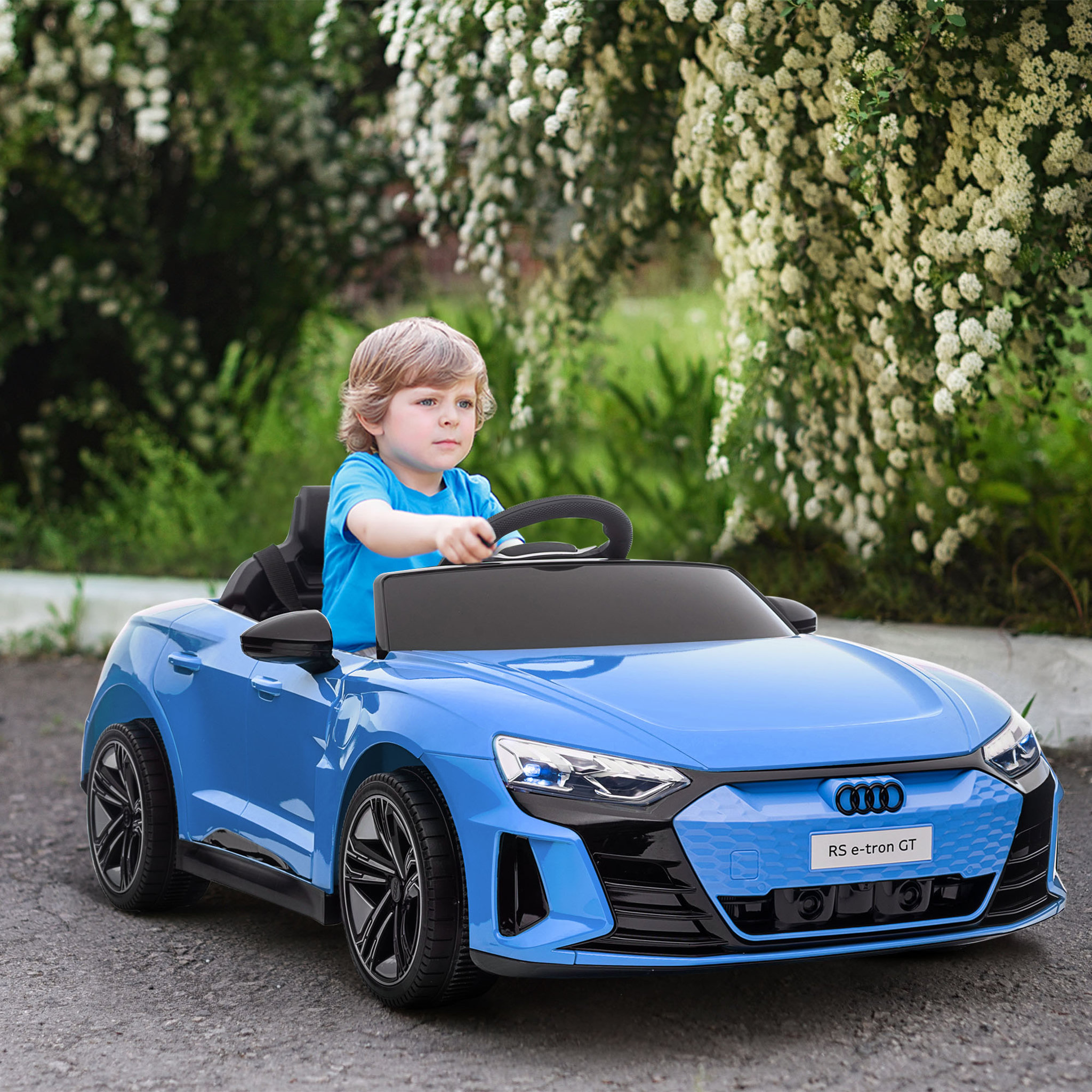 Voir la diapositive 2 : HOMCOM Véhicule électrique enfant Audi RS e-tron GT V. max. 5 Km/h télécommande effets sonores + lumineux bleu