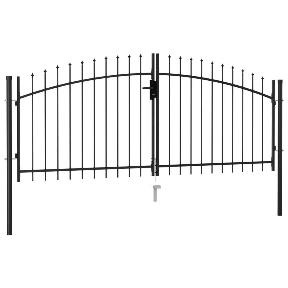 VIDAXL Portillon double porte avec dessus a pointe Acier 3x1,25 m Noir