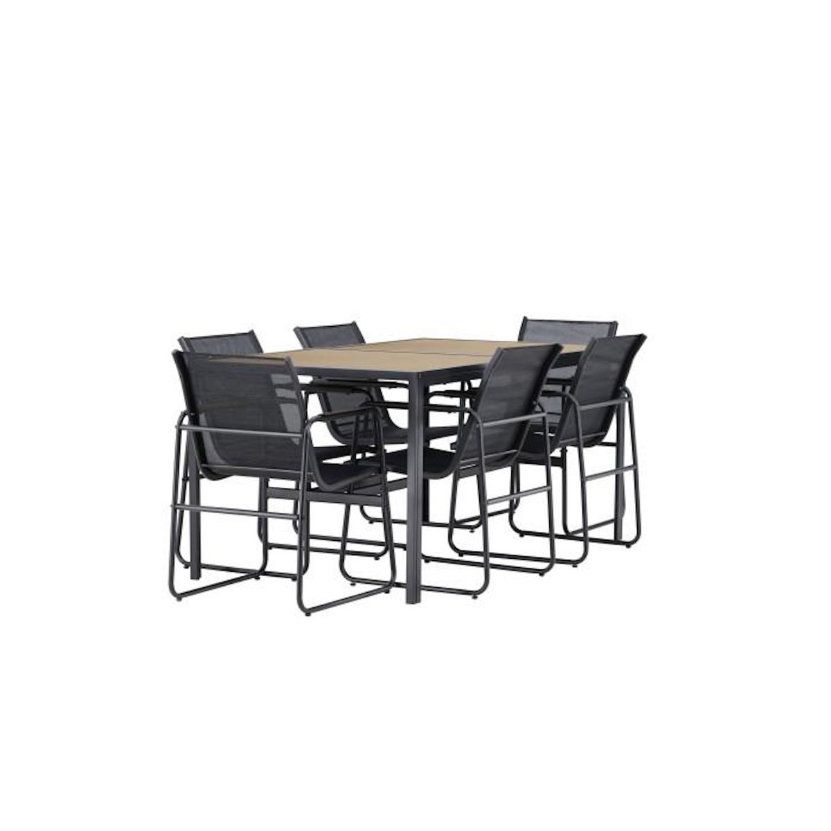 Paris Prix Ensemble Table de Jardin & 6 Chaises  Lampedusa  160cm Noir