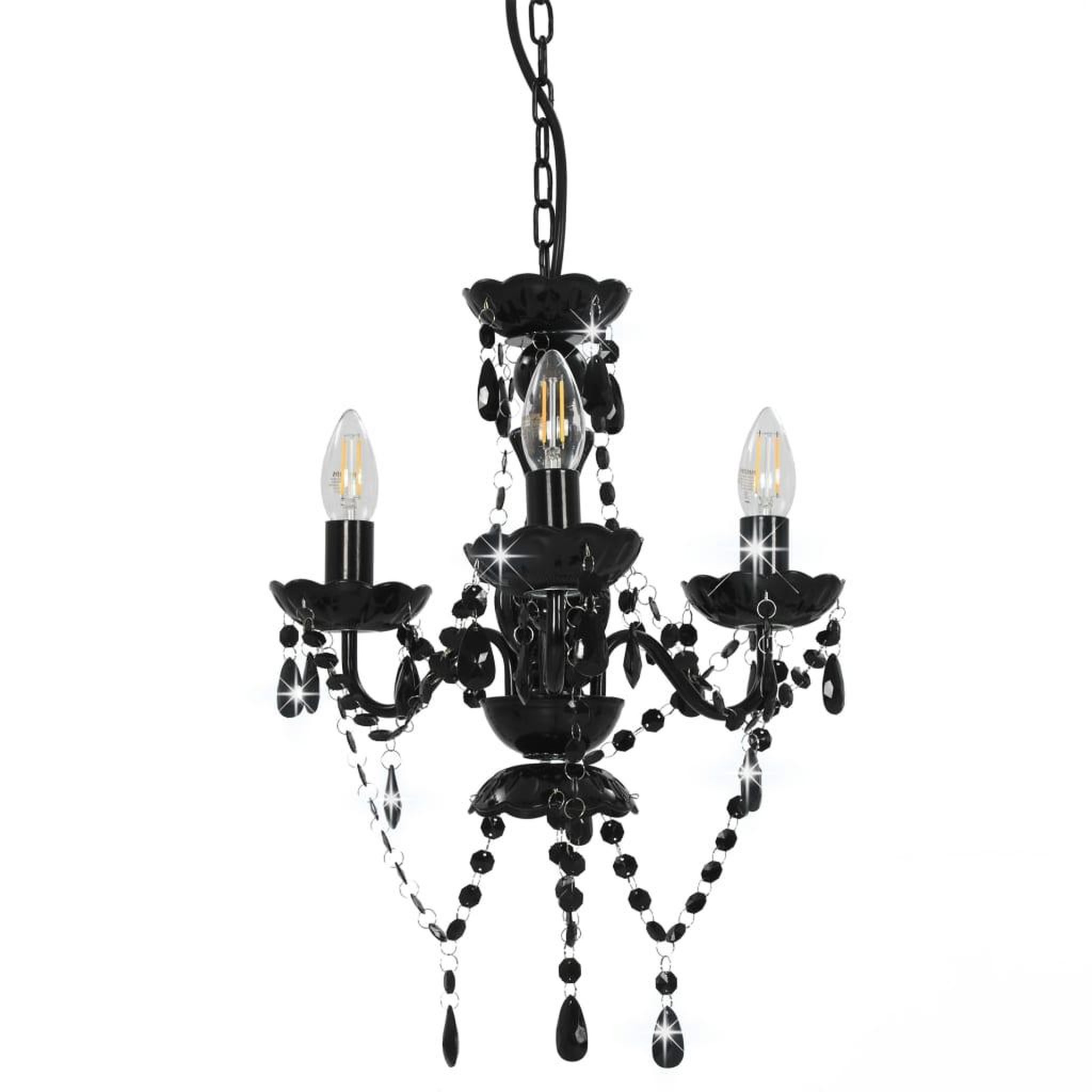 Voir la diapositive 2 : VIDAXL Lustre avec perles Noir Rond 3 x E14