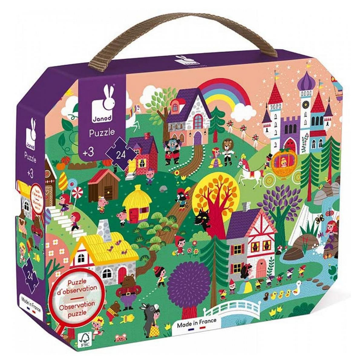 Juratoys-Janod Puzzle d'Observation des Contes - 24 Pièces pour Enfants de 3 Ans et Plus