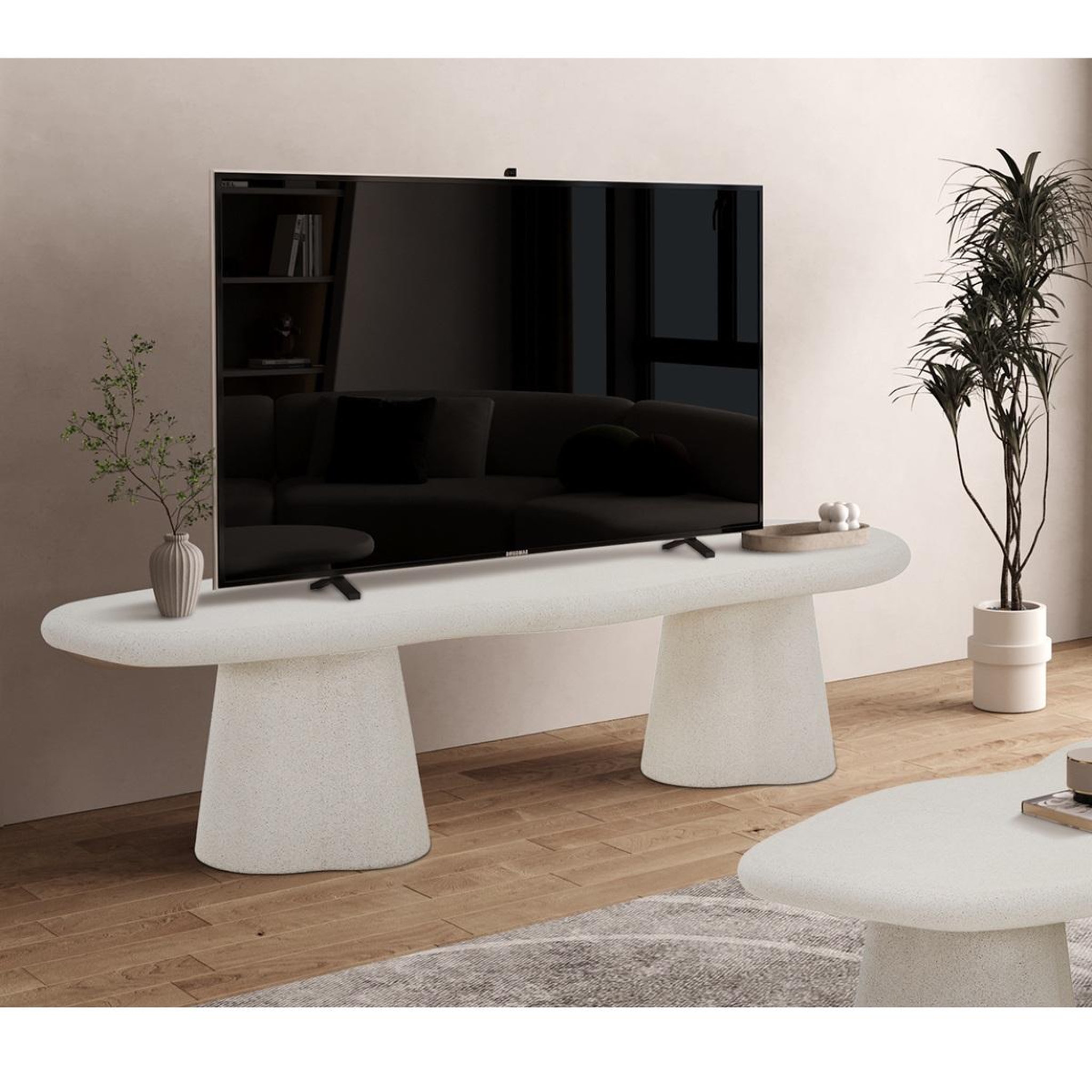 Voir la diapositive 2 : JLC KREATION Meuble tv organique en fibre de ciment 160cm orka