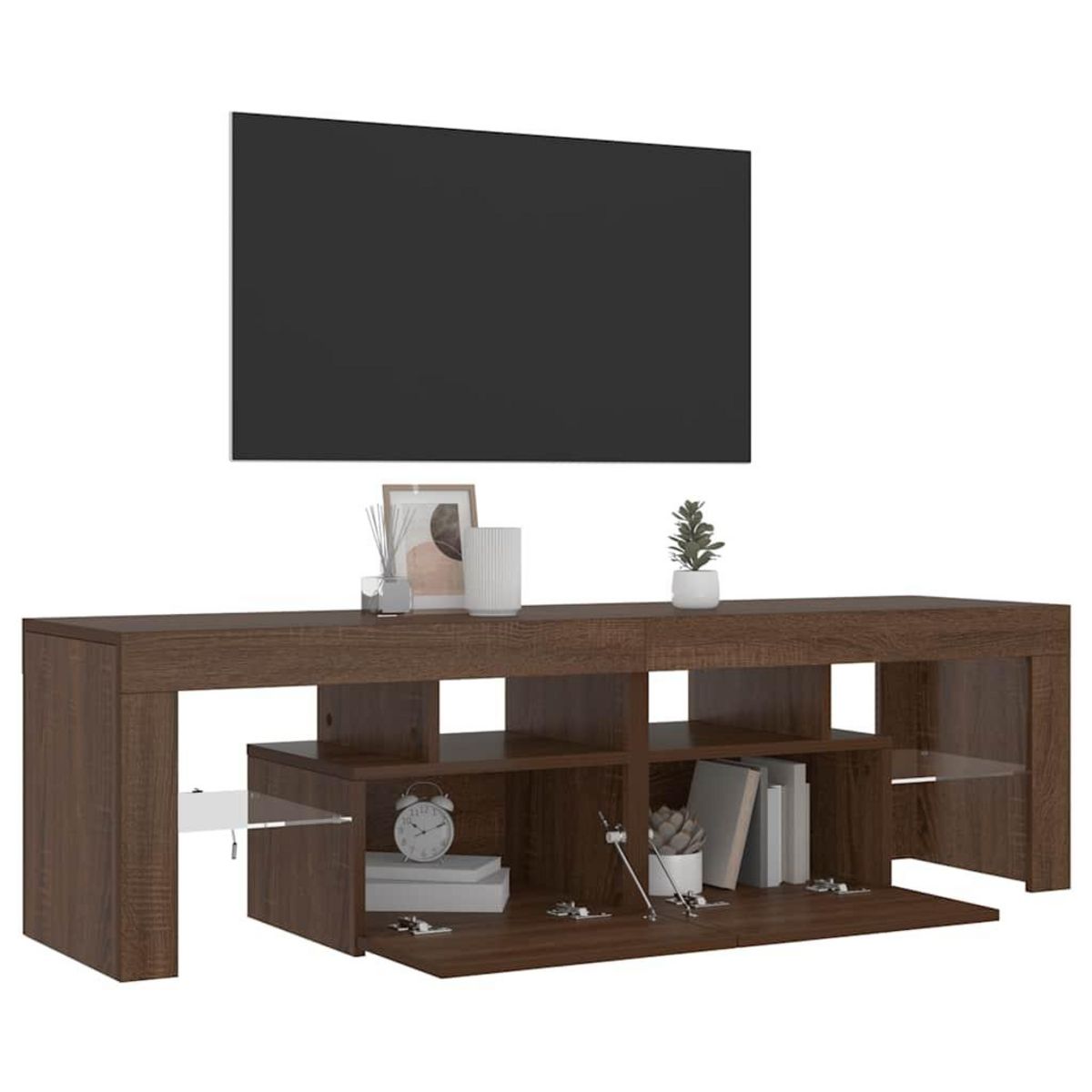 VIDAXL Meuble TV avec lumieres LED Chene marron 140x36,5x40 cm