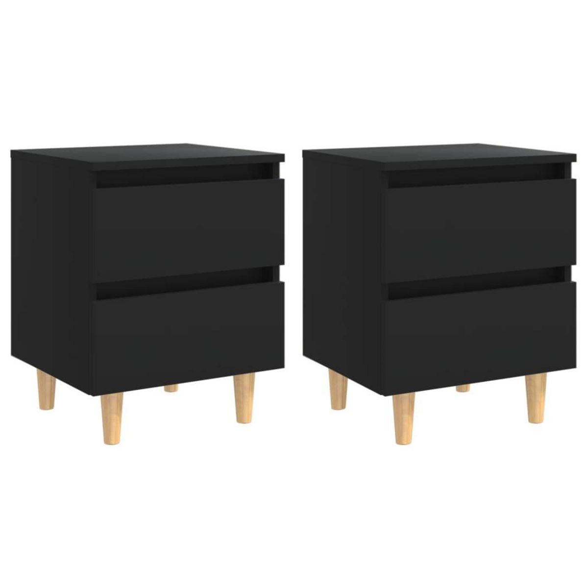 VIDAXL Tables de chevet avec pieds en pin 2 pcs Noir 40x35x50 cm
