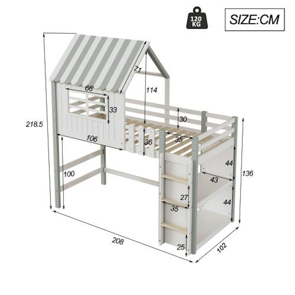 MERAX Lit mezzanine enfant