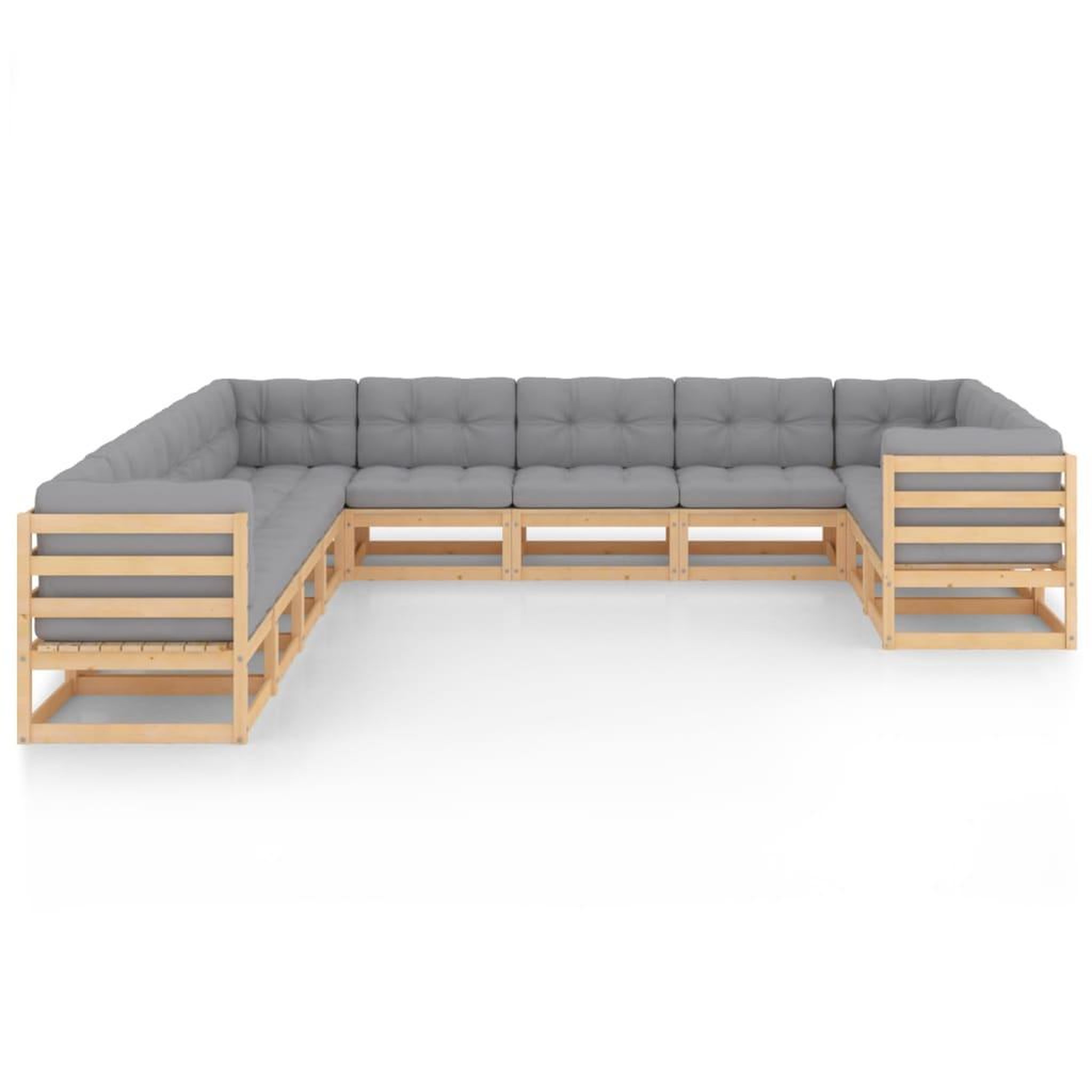 Voir la diapositive 2 : VIDAXL Salon de jardin 11 pcs avec coussins Bois de pin massif
