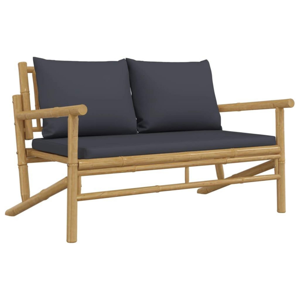 VIDAXL Banc de jardin avec coussins gris fonce bambou