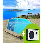 Habitat et Jardin Piscine bois   Palma 145   7.57 x 4.07 x 1.44 m + Pompe à chaleur 6.1 kW