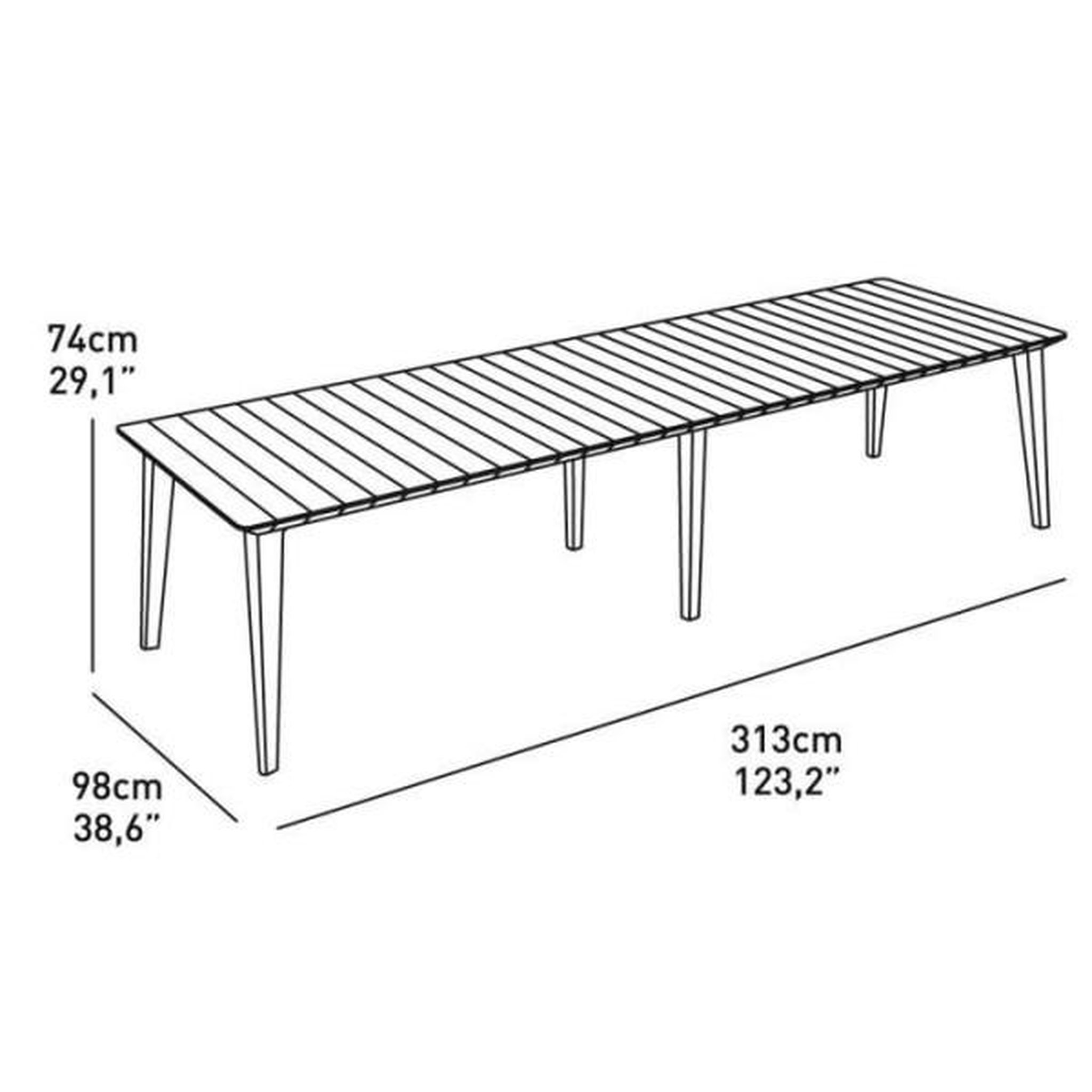 Voir la diapositive 4 : ALLIBERT by KETER Table de jardin - Rectangulaire - Coloris : gris graphite - En résine - 8 a 12 personnes - LIMA - Allibert by KETER