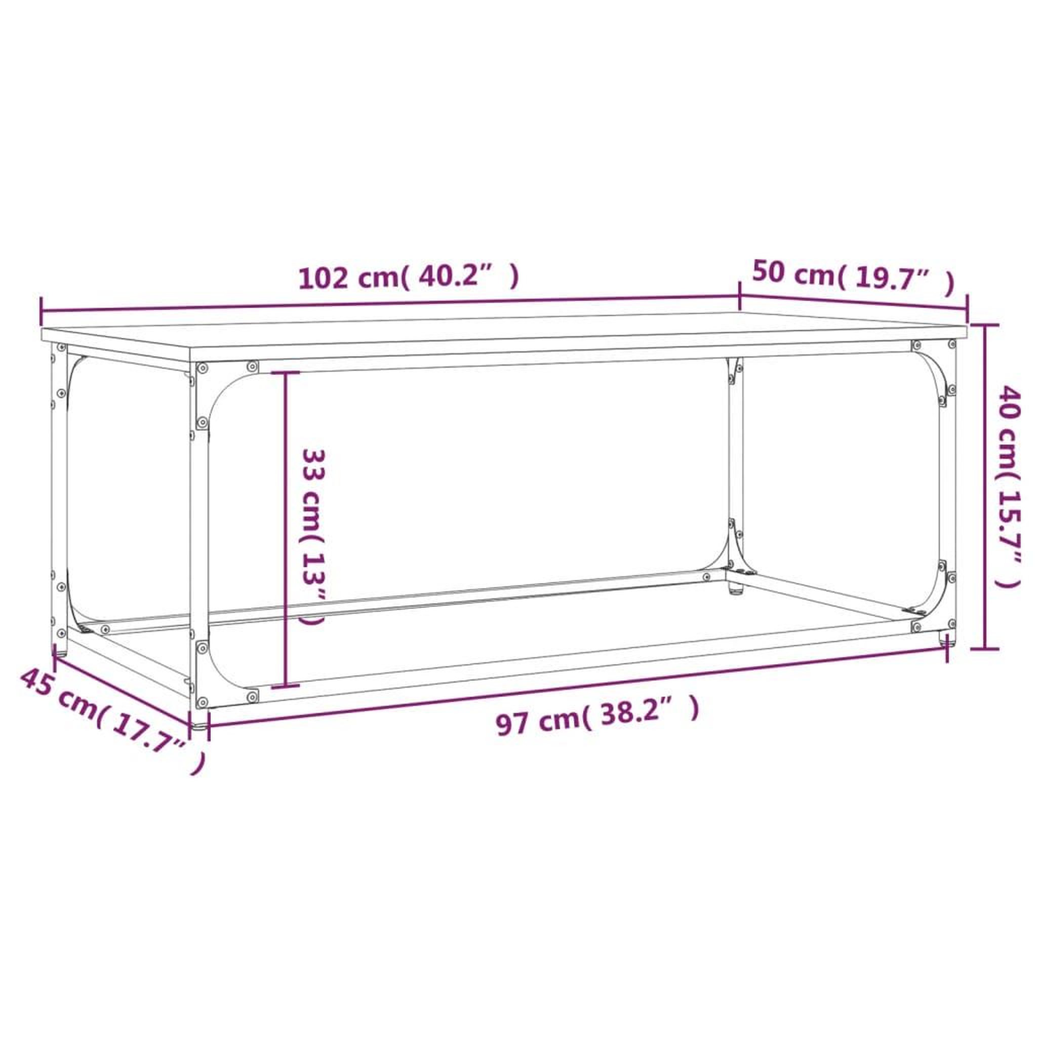 Voir la diapositive 6 : VIDAXL Table basse Chene sonoma 102x50x40 cm Bois d'ingenierie et fer