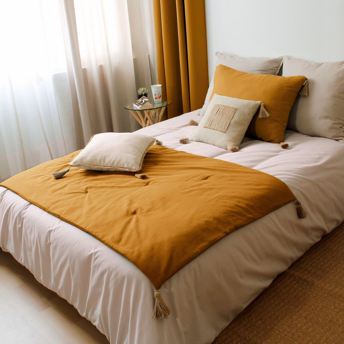 TOILINUX Edredon en coton avec pompons