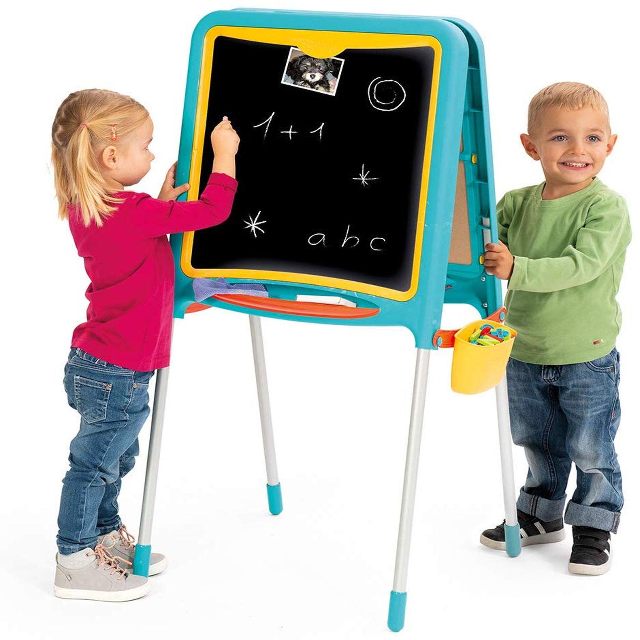 Voir la diapositive 3 : SMOBY Tableau blanc magnétique / à craies 2 en 1 + accessoires