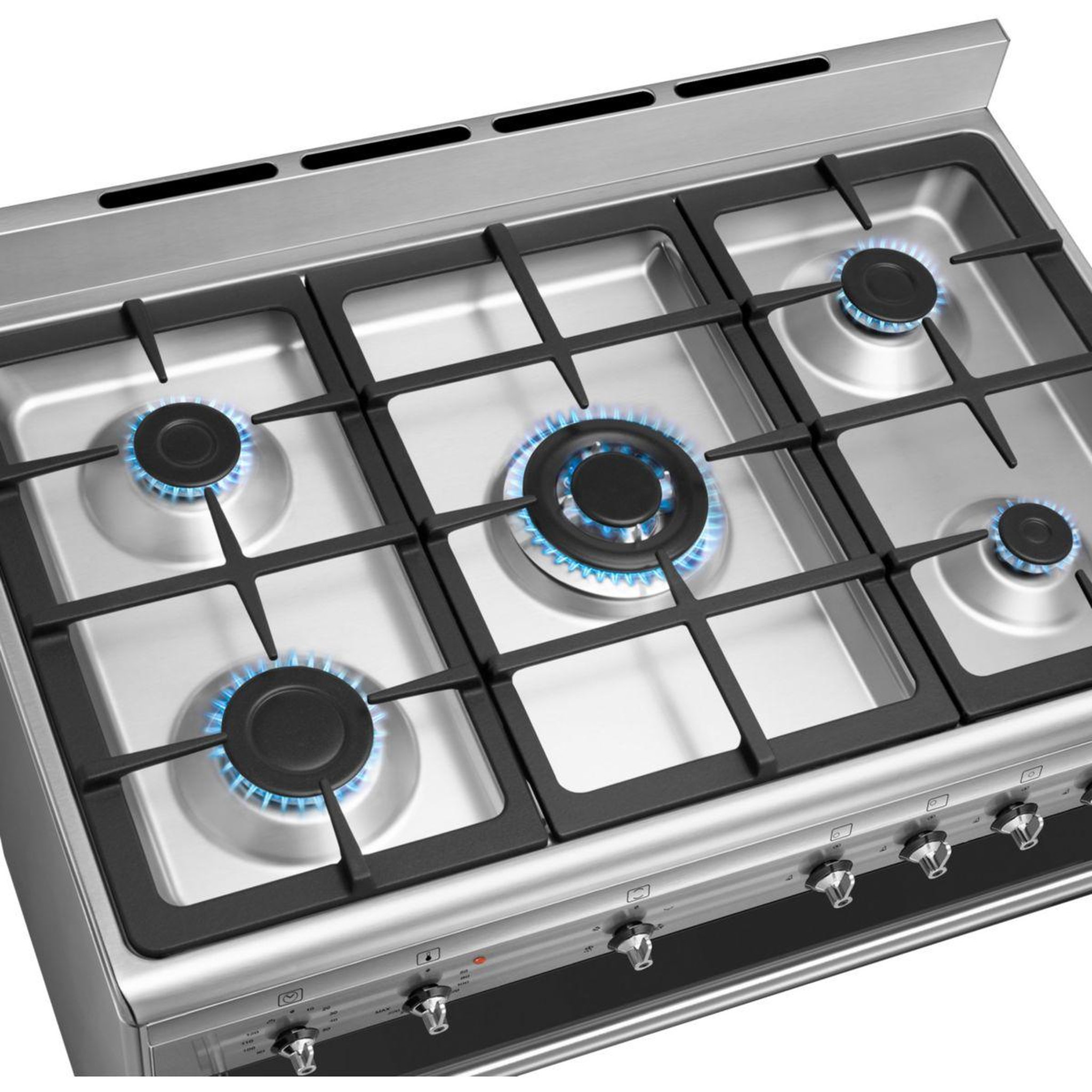 Voir la diapositive 3 : SMEG Piano de cuisson gaz sx91gm