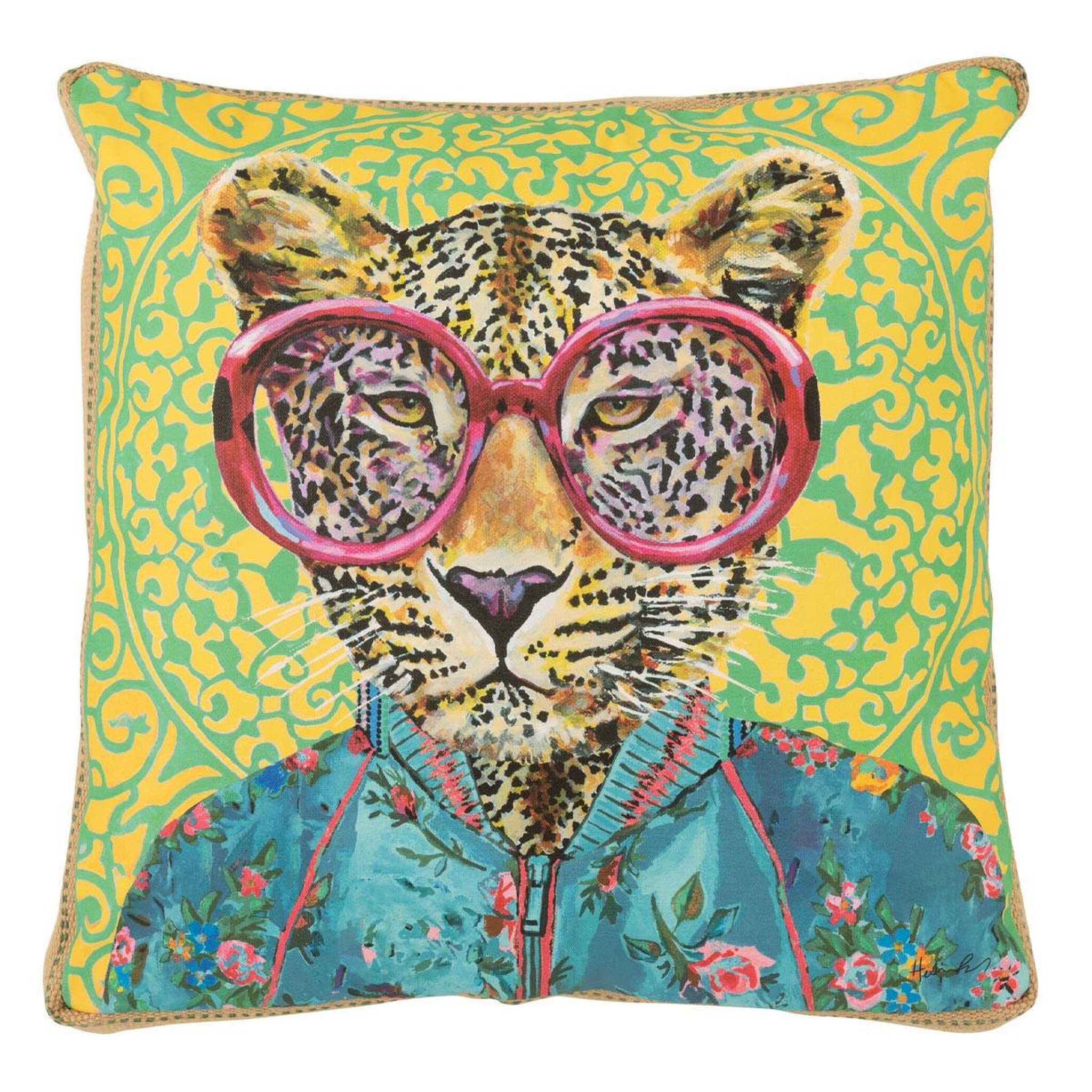 J-LINE Coussin déco tigre  popart  50x50cm multicolore