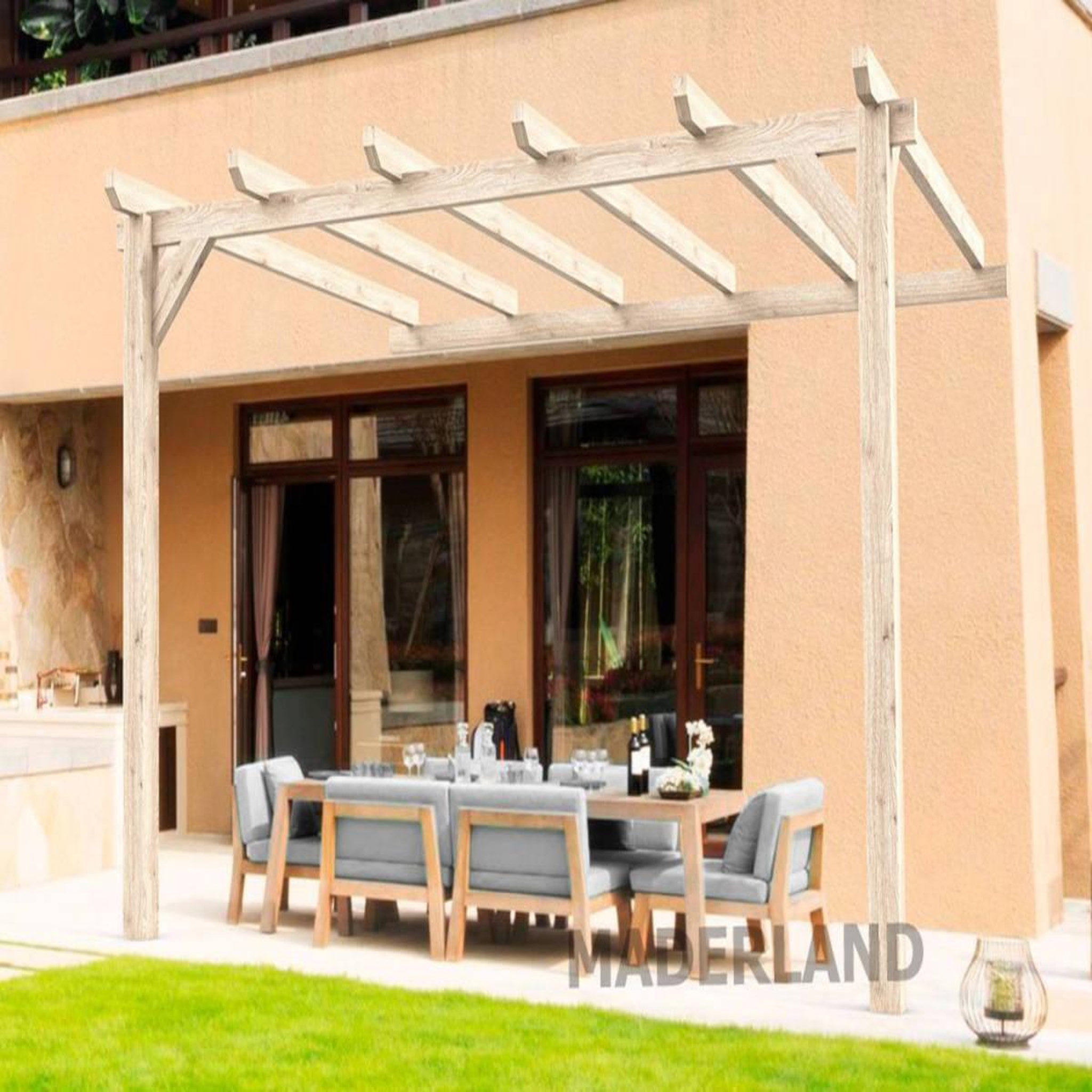 JARDIDECO Pergola adossée en lamellé-collé amiens 500 x 300 cm - maderland