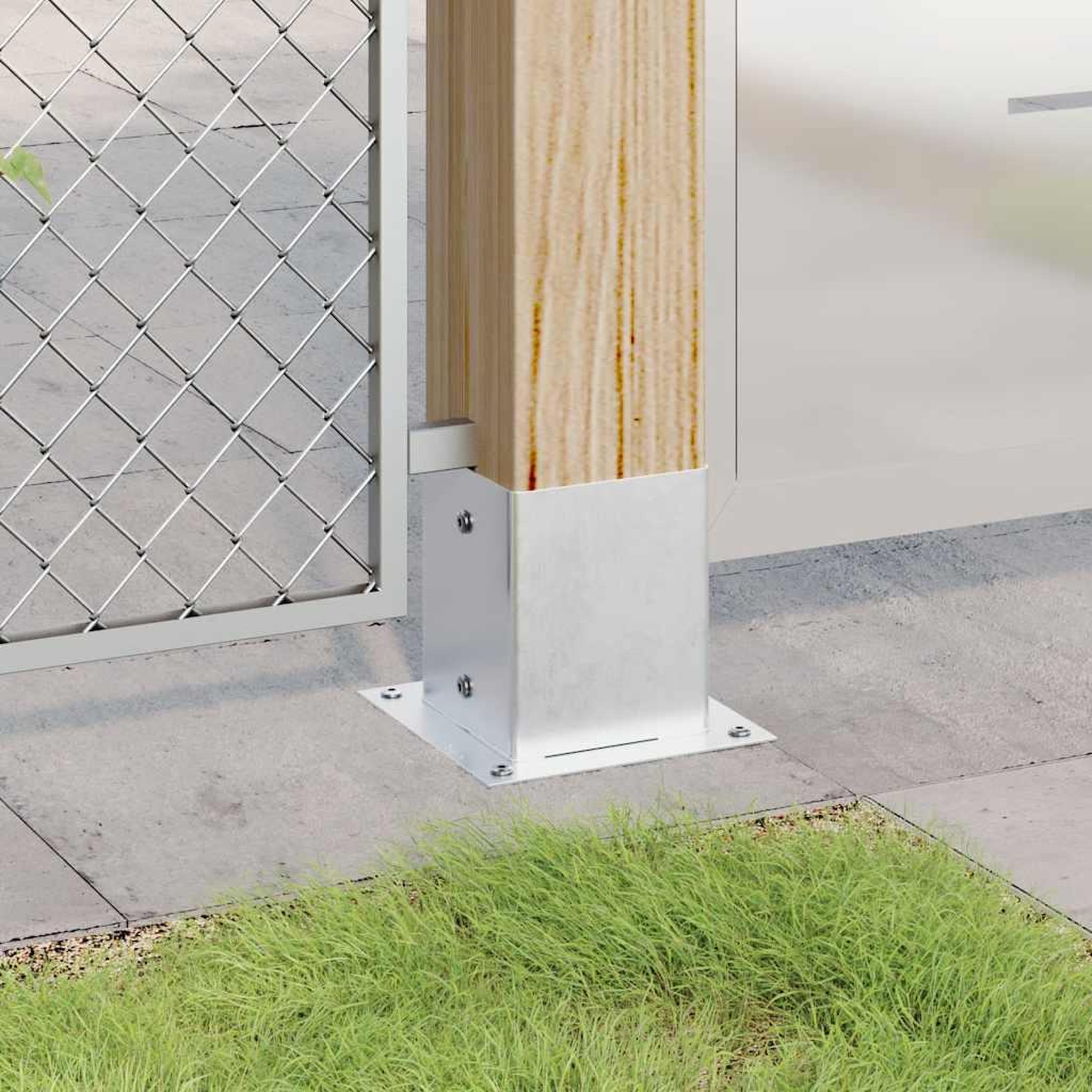 Voir la diapositive 3 : VIDAXL Bases de poteau carrees 12pcs argent 101x101 mm acier galvanise