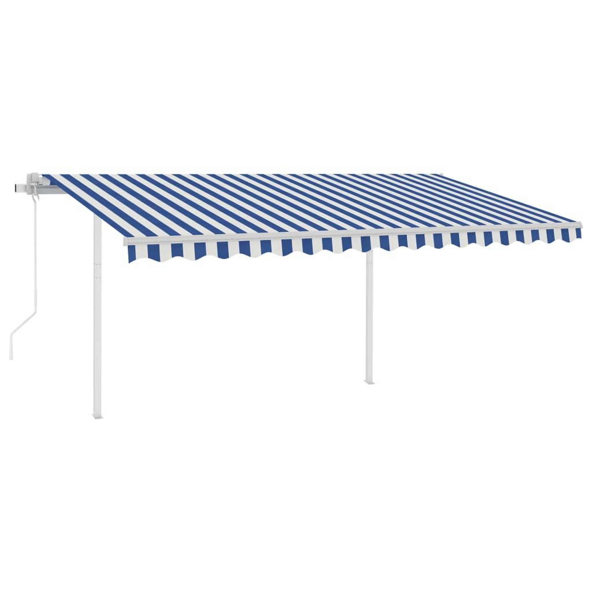 Voir la diapositive 2 : VIDAXL Auvent automatique capteur de vent/LED 4x3,5 m Bleu et blanc