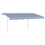 Voir la diapositive 2 : VIDAXL Auvent automatique capteur de vent/LED 4x3,5 m Bleu et blanc