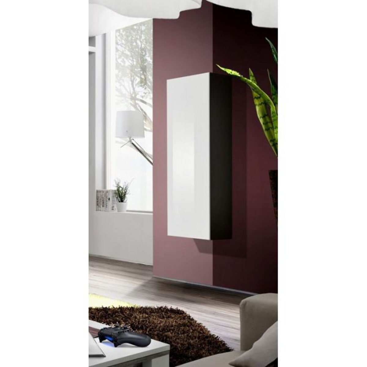 Paris Prix Vitrine Murale Design  Fly I  126cm Blanc & Noir