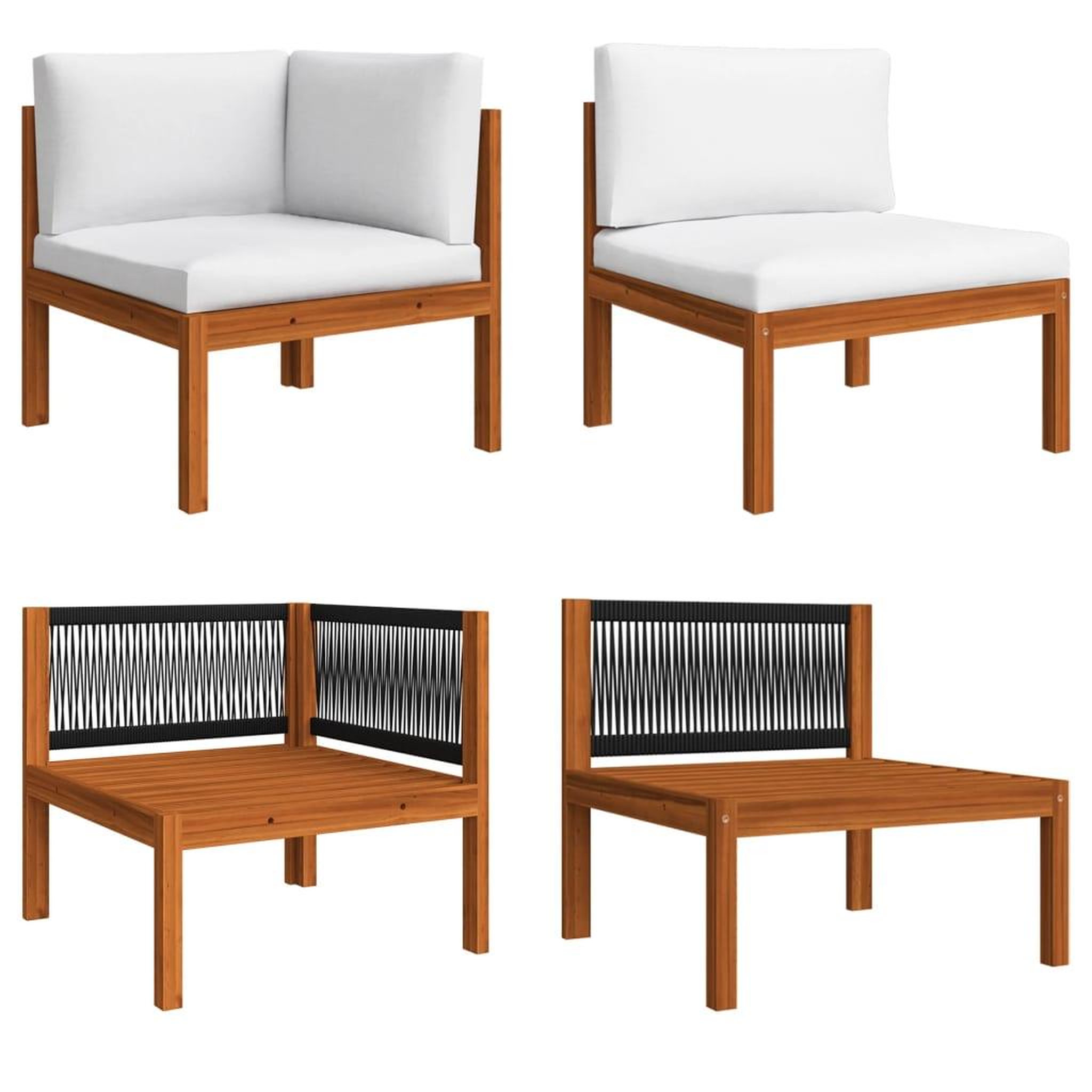 Voir la diapositive 1 : VIDAXL Salon de jardin 2 pcs avec coussins Bois d'acacia solide