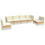 Voir la diapositive 2 : VIDAXL Salon de jardin 6 pcs avec coussins creme Bois de pin massif