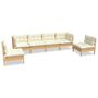Voir la diapositive 2 : VIDAXL Salon de jardin 6 pcs avec coussins creme Bois de pin massif