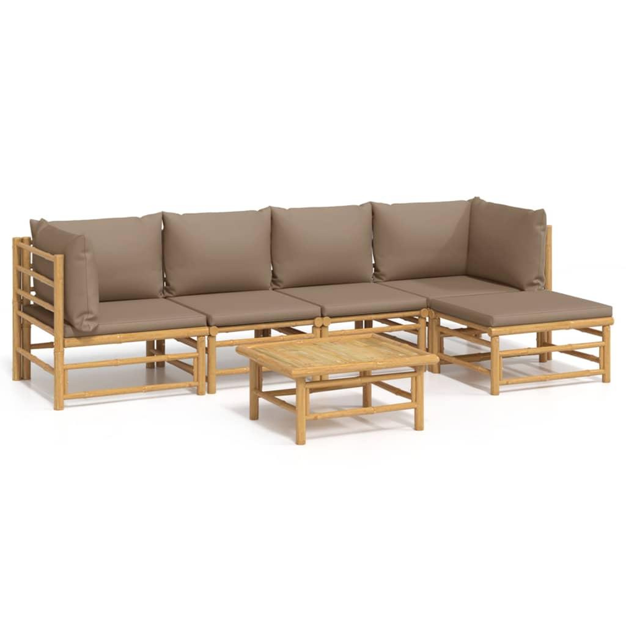 Voir la diapositive 2 : VIDAXL Salon de jardin 6 pcs avec coussins taupe bambou