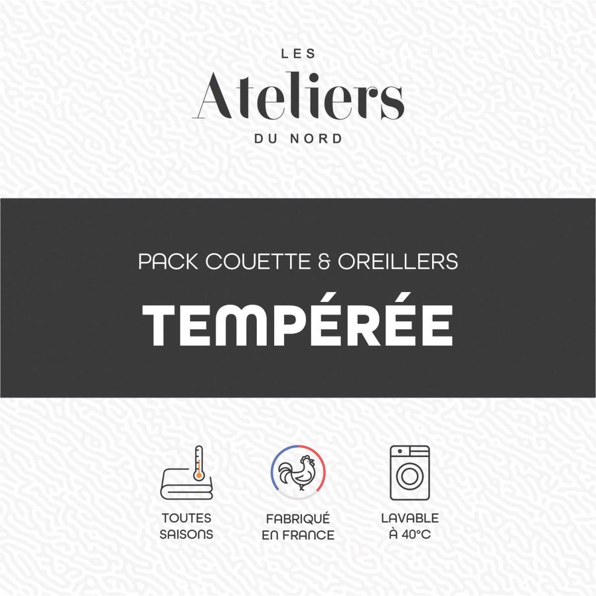 Voir la diapositive 2 : ATELIERS DU NORD Pack Couette + oreillers Tempérée