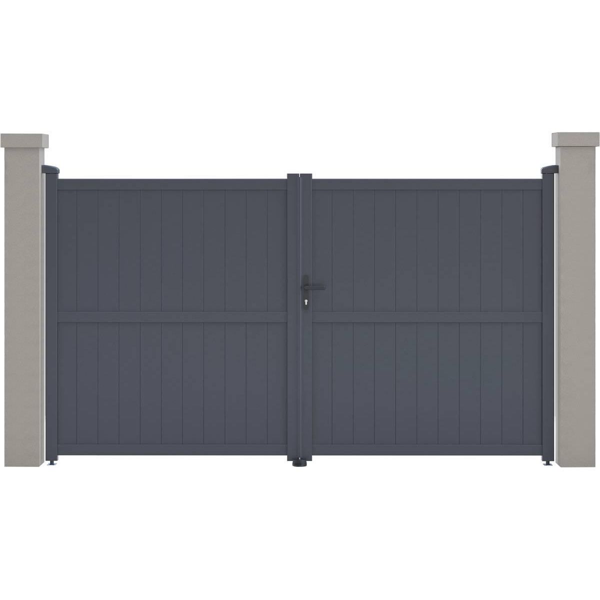 Habitat et Jardin Portail aluminium  Maurice  - 299.5 x 155.9 cm - Gris