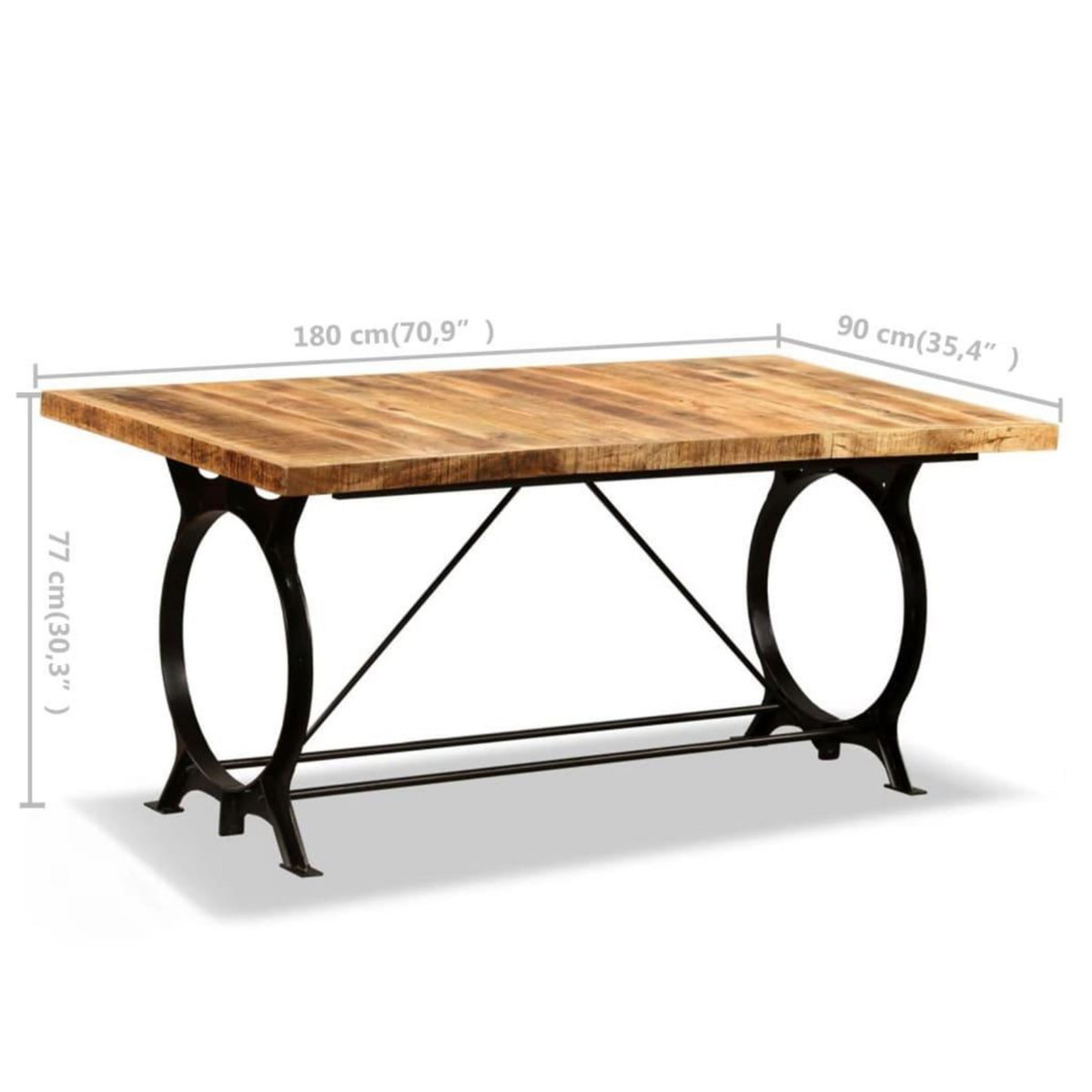 VIDAXL Table a manger Bois de manguier brut 180 cm