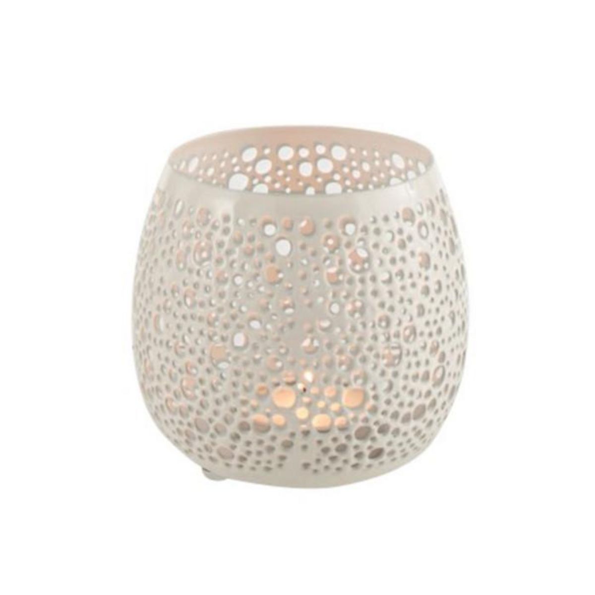 Paris Prix Photophore Design en Métal  Perforé  12cm Blanc