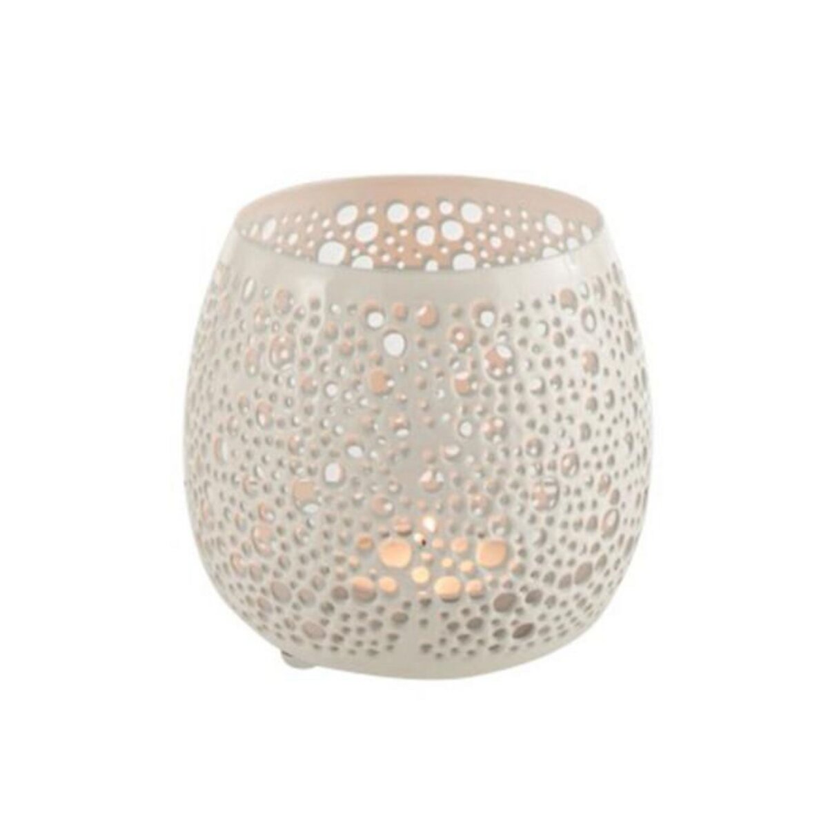 Paris Prix Photophore Design en Métal  Perforé  12cm Blanc