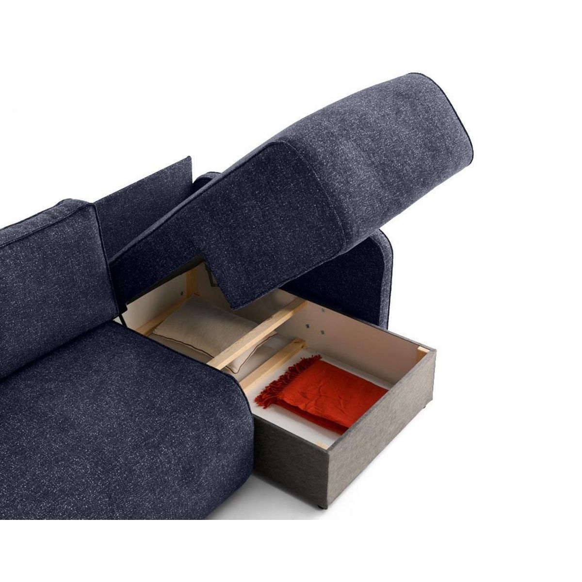 LISA DESIGN Apolline - canapé d'angle réversible 4 places convertible avec coffres en tissu moucheté