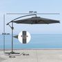 Voir la diapositive 3 : OUTSUNNY Parasol déporté octogonal inclinable rabattable diamètre 2,97 m parasol de jardin avec pied en croix anthracite