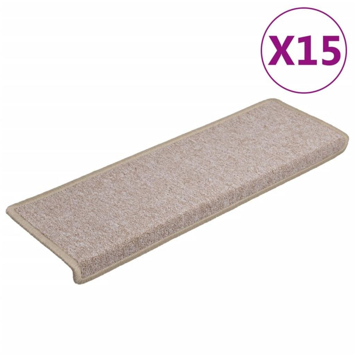 VIDAXL Tapis d'escalier 15 pcs 65x21x4 cm Taupe