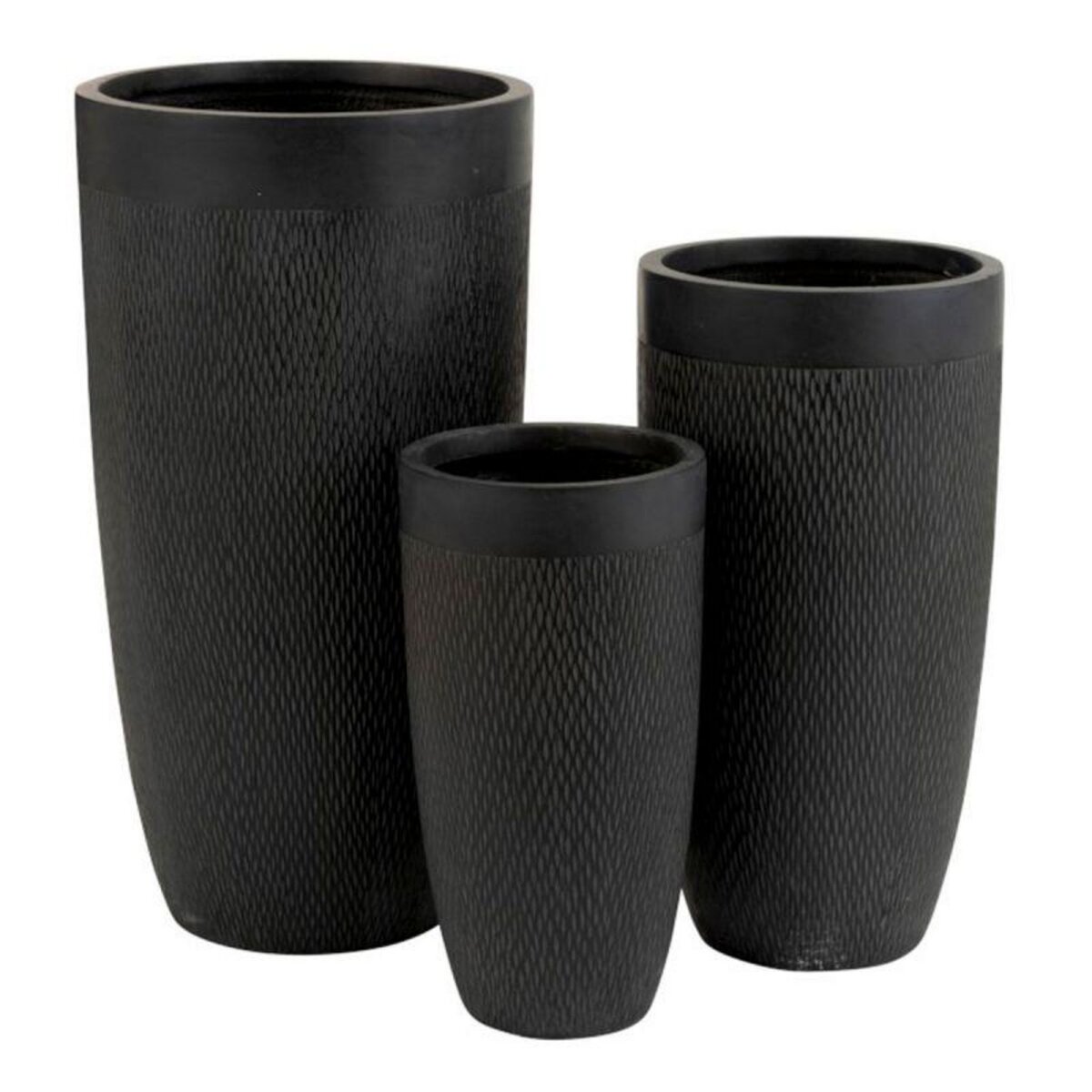 Paris Prix Lot de 3 Vases Ronds Design  Argile  72cm Noir