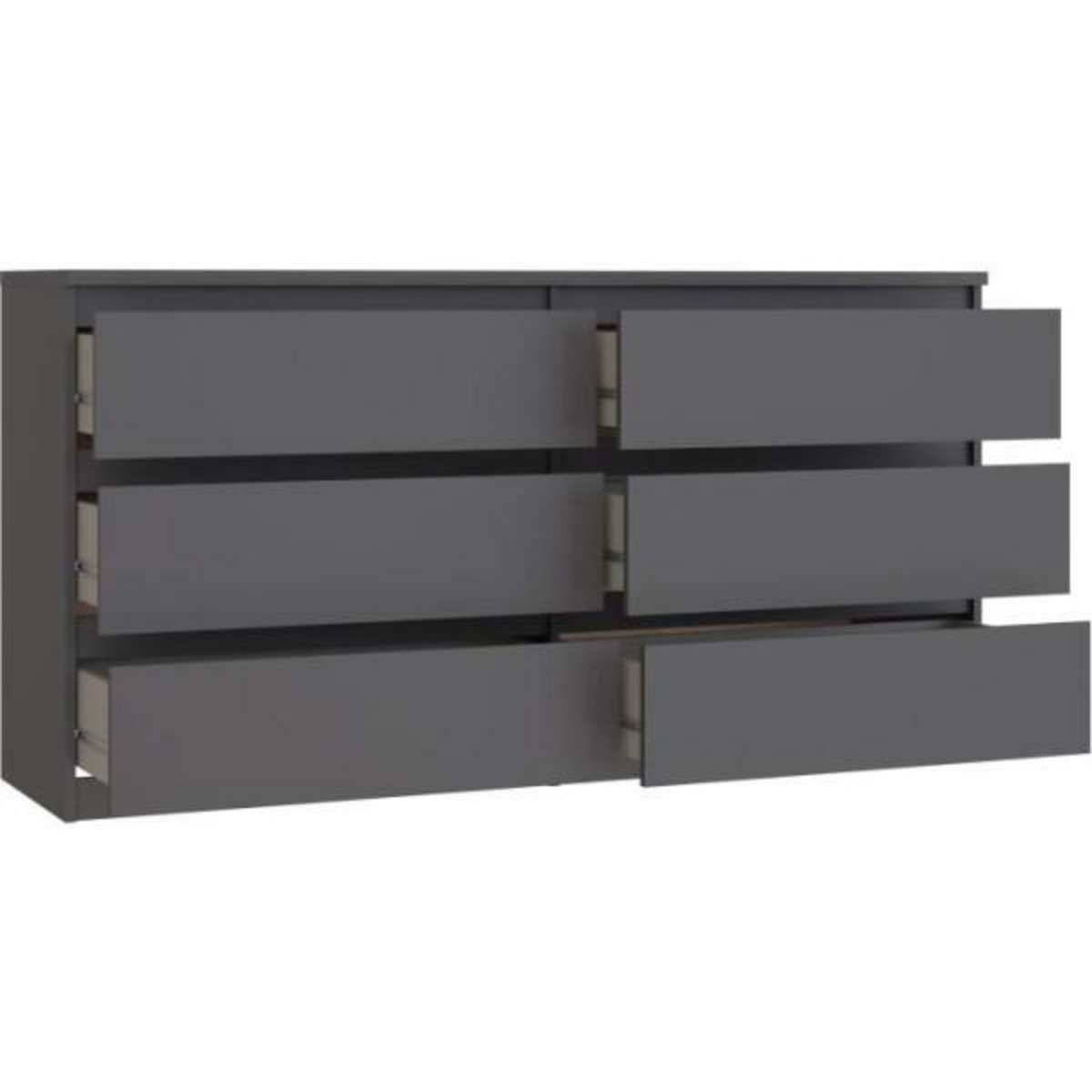 MARKET24 Commode - CHELSEA - 6 tiroirs - Anthracite - 154 x 42,2 x 79,9 cm