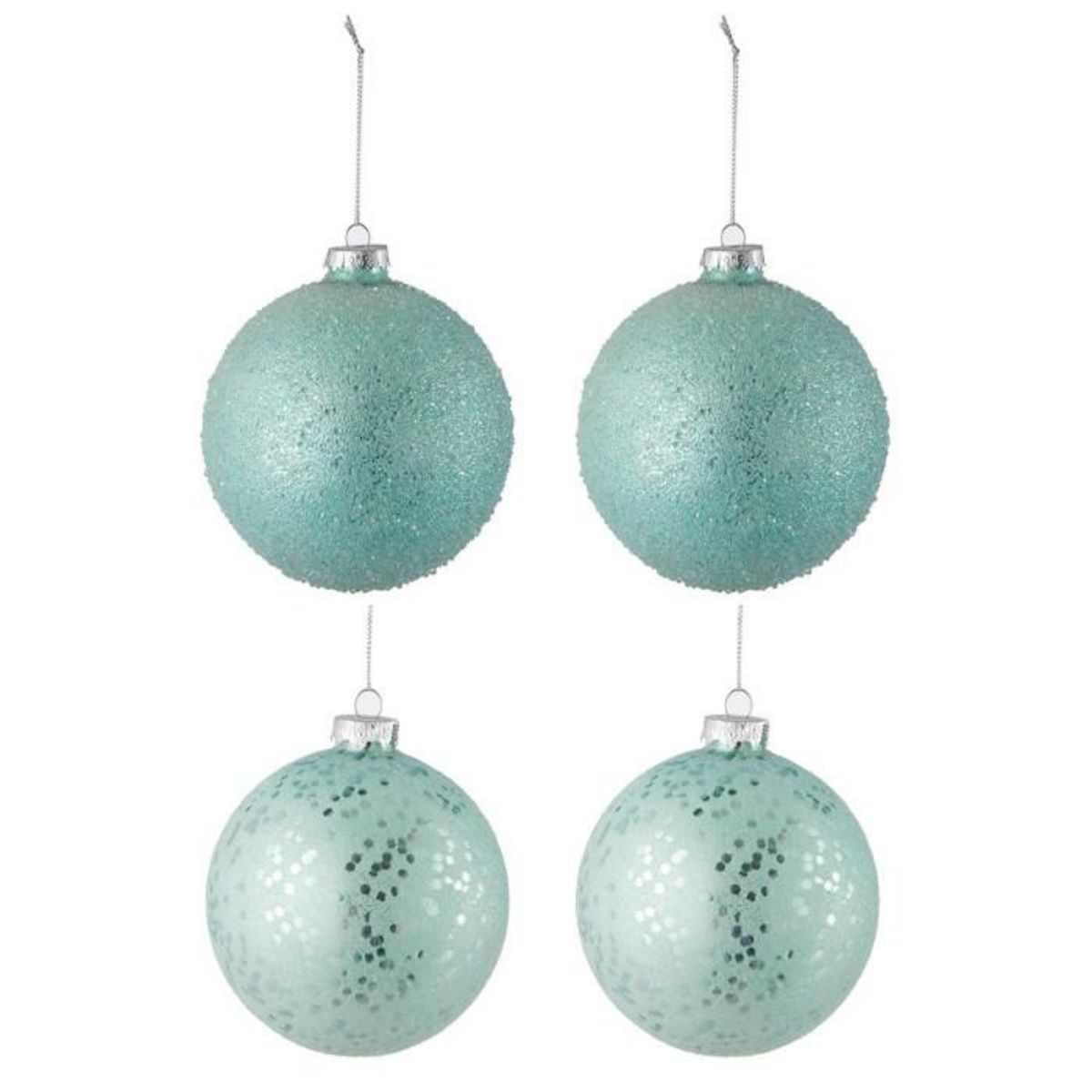 Paris Prix Lot de 4 Boules de Noël  Sea  10cm Vert Menthe