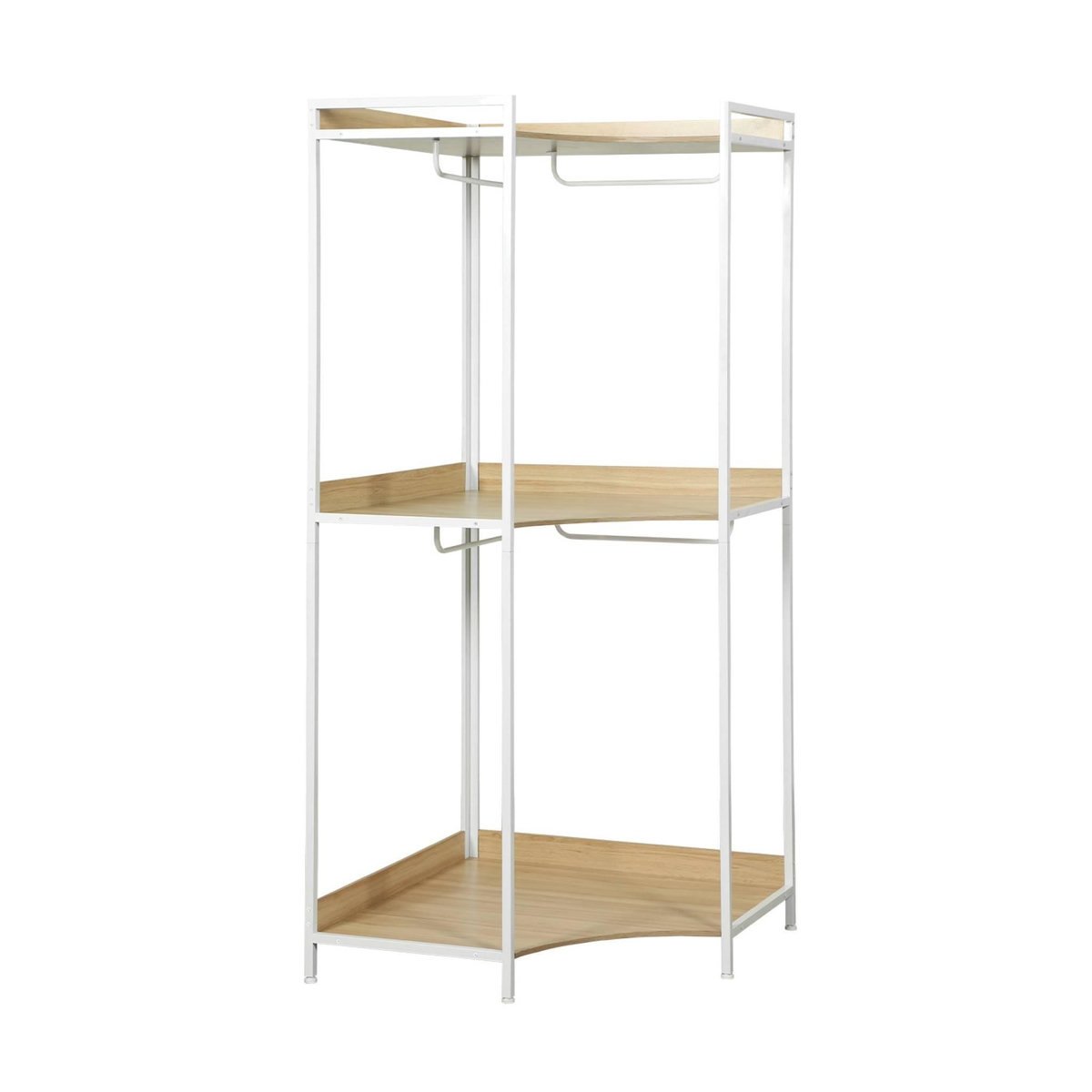 SWEEEK Module dressing d'angle blanc avec 4 penderies et 2 étagères. L 80 x P 80 x H 190 cm