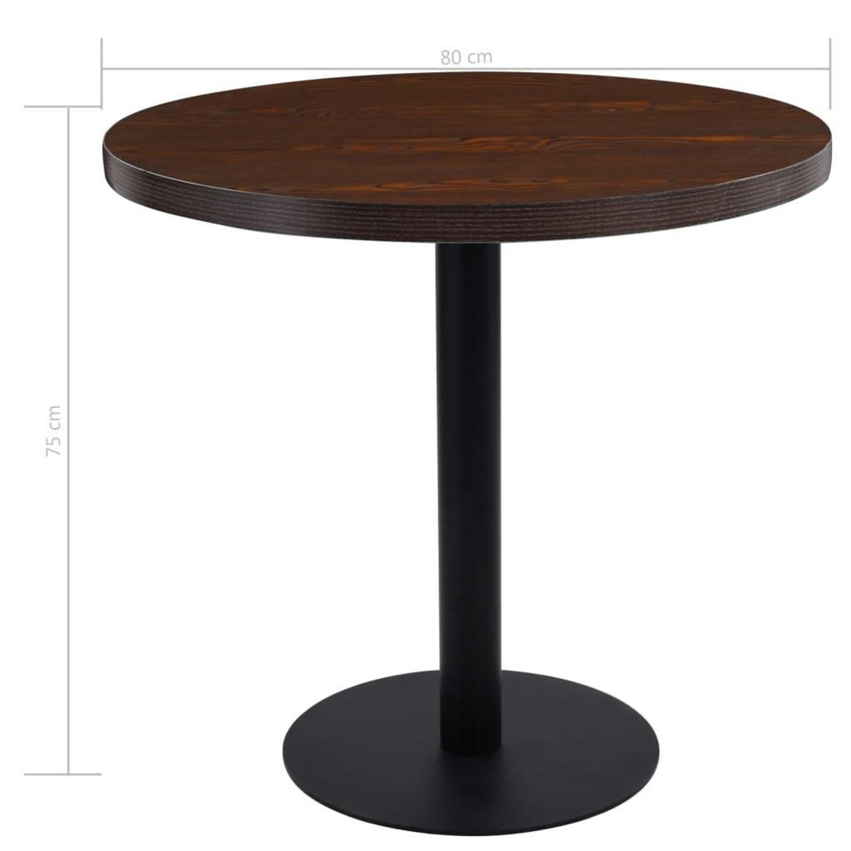 VIDAXL Table de bistro Marron fonce 80 cm MDF