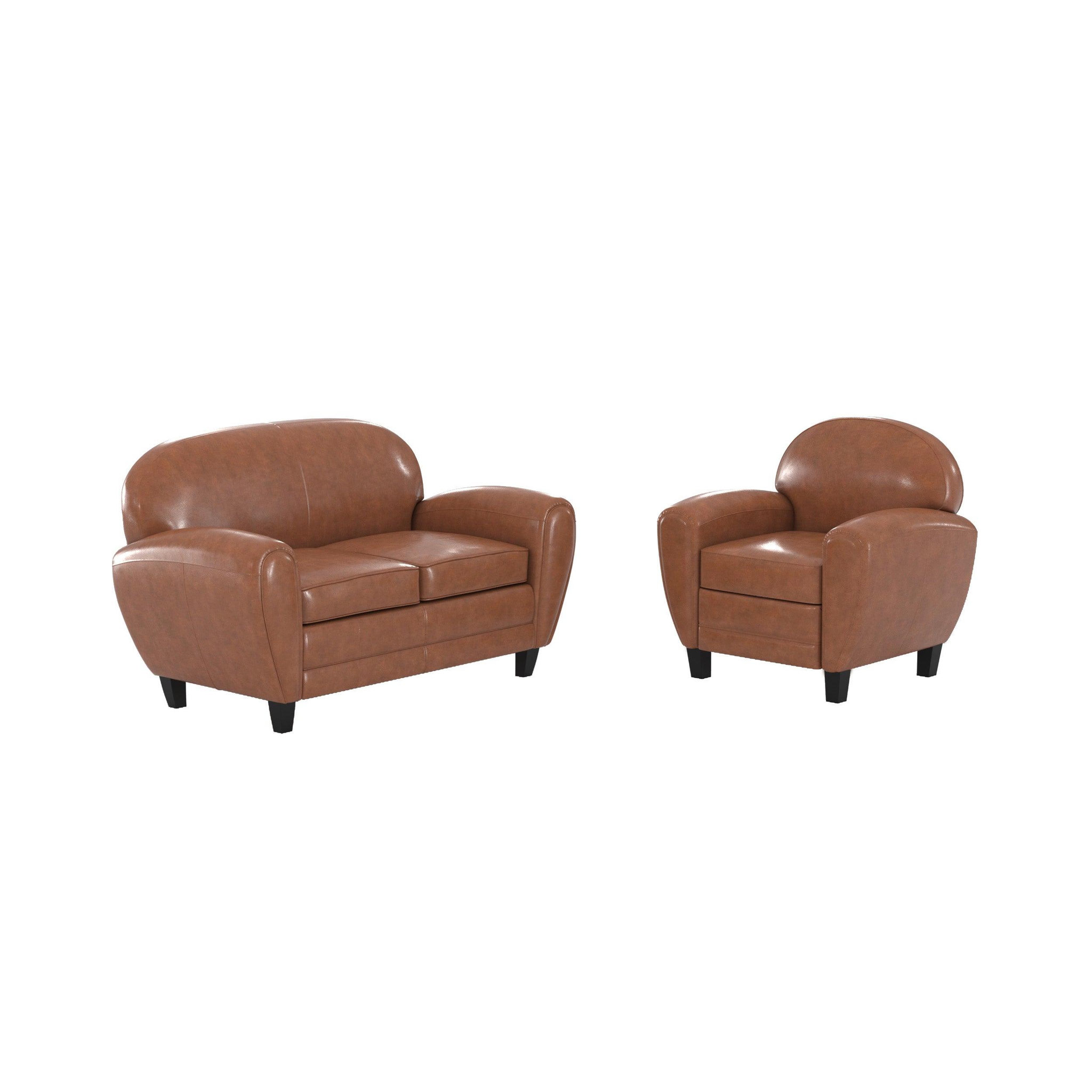 MAISON PAVANE Ensemble canapé et fauteuil camel 3 places-club