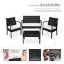 Voir la diapositive 3 : tectake Salon de jardin pour 4 personnes noir