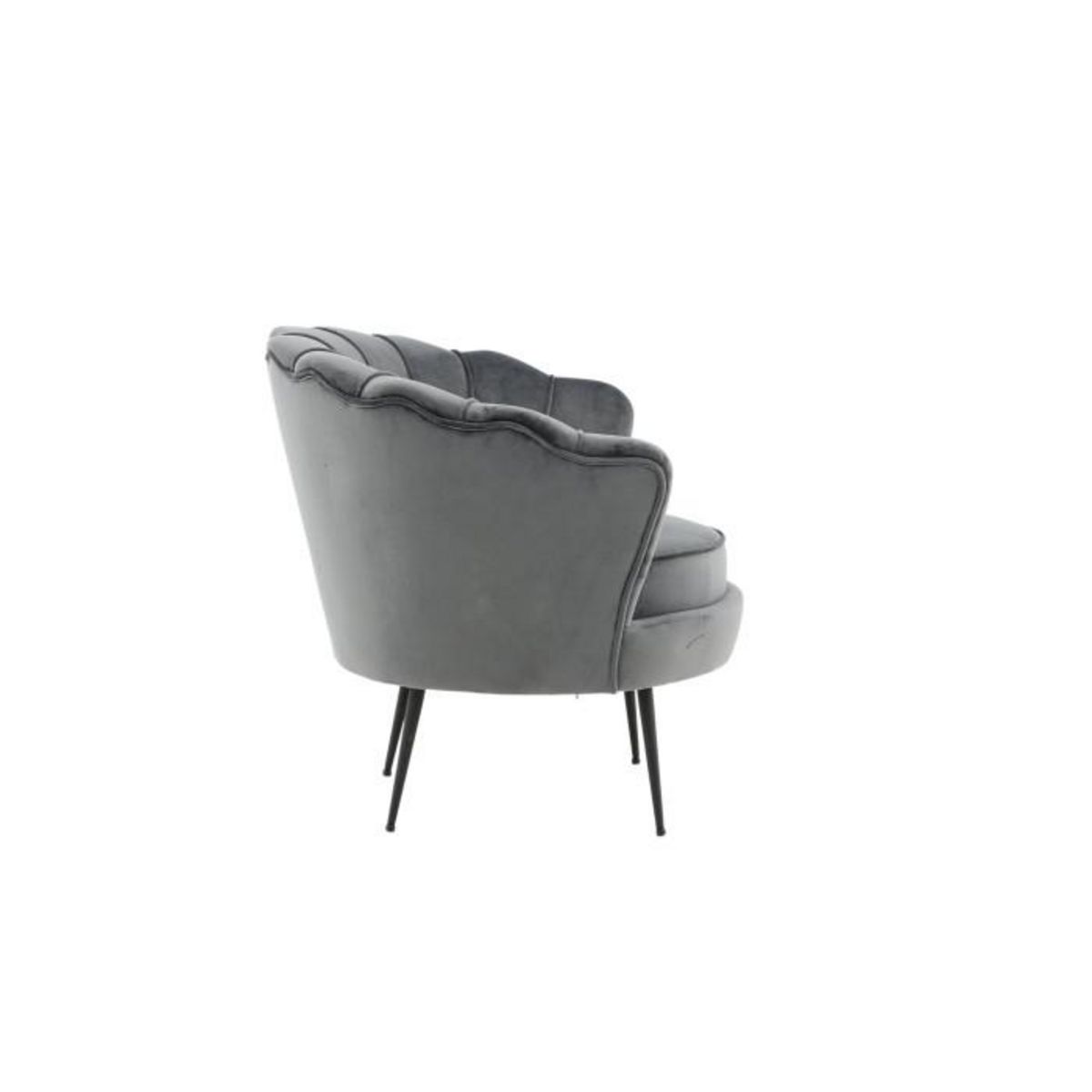 Paris Prix Fauteuil Coquillage en Velours  Calais  83cm Gris Foncé